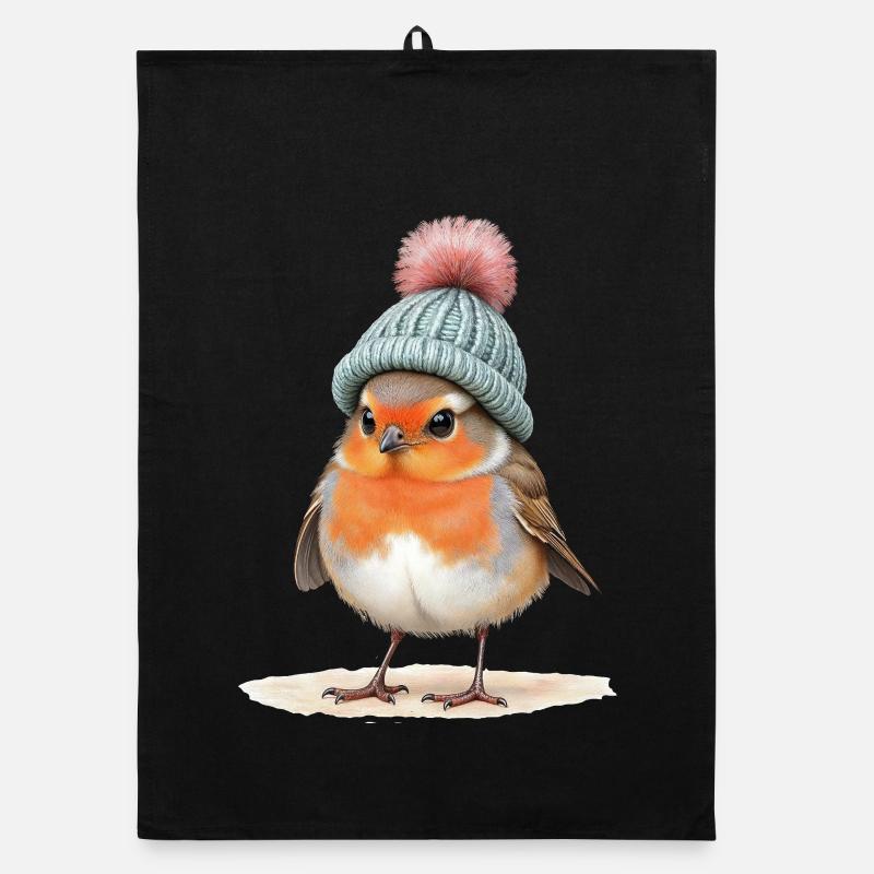 Robin en bonnet d’hiver en tricot Torchon bio