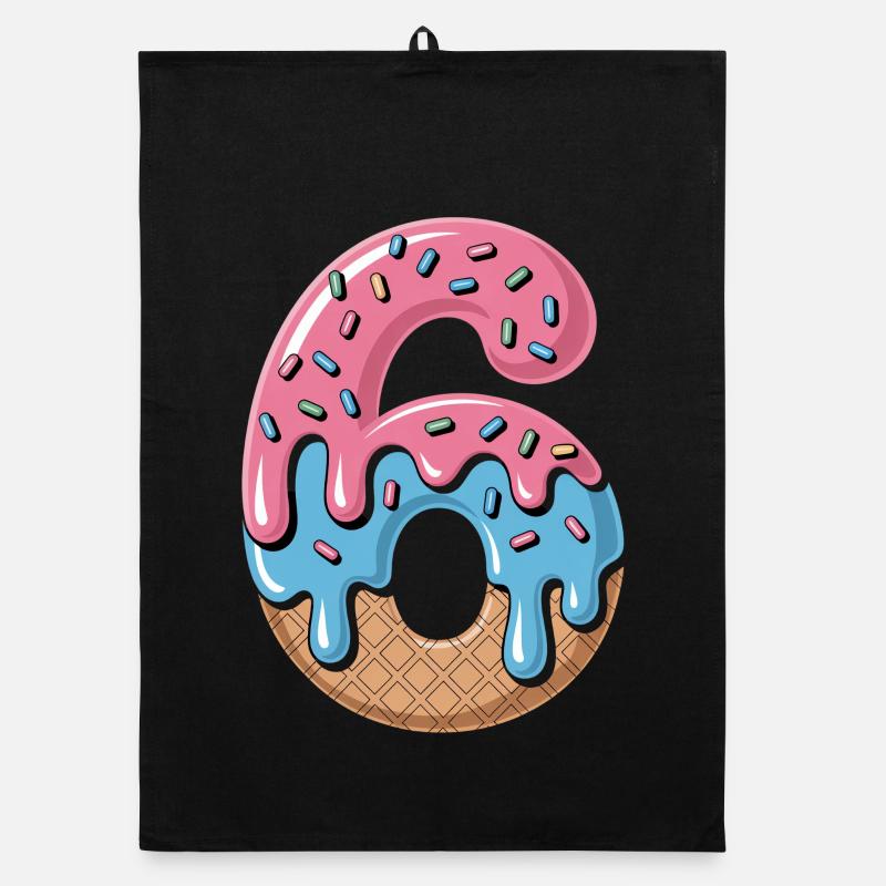 Zahl 6 Eiscreme Waffel Streusel Geburtstag Organic dish towel