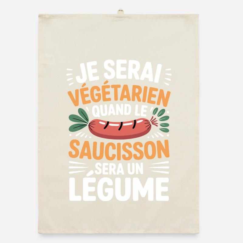 Humor-Wurst – Niemals vegetarisch Organic Geschirrtuch