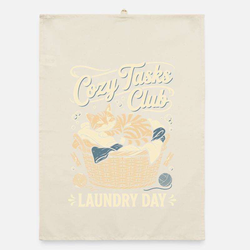 Cuddly kitten in the laundry basket Organic dish towel