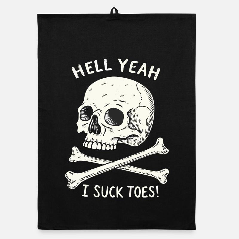 Skull and Bones Toe Fetish Organic dish towel