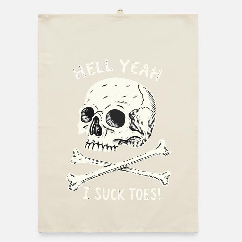 Skull and Bones Toe Fetish Organic dish towel