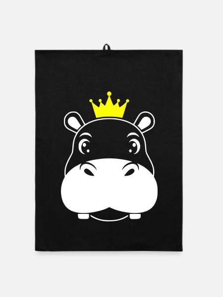 Roi Hippopotame Prince Héritier Vector - Torchon bio - noir - Devant