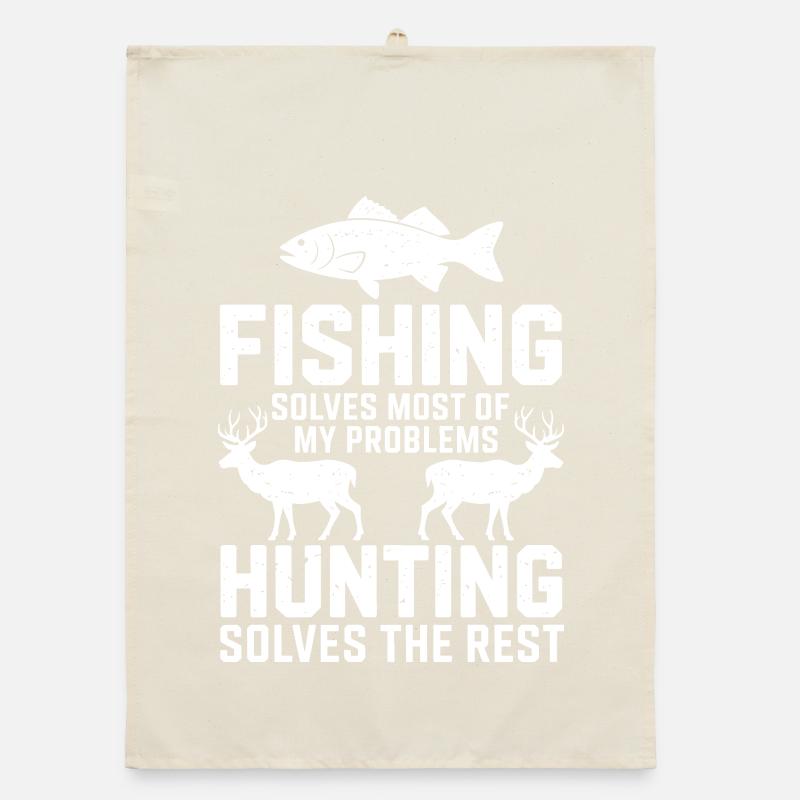Fishing Hunting Humor Tee Organic dish towel