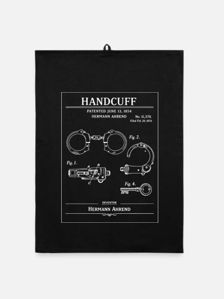 Plan de brevet pour menottes vintage - Torchon bio - noir - Devant