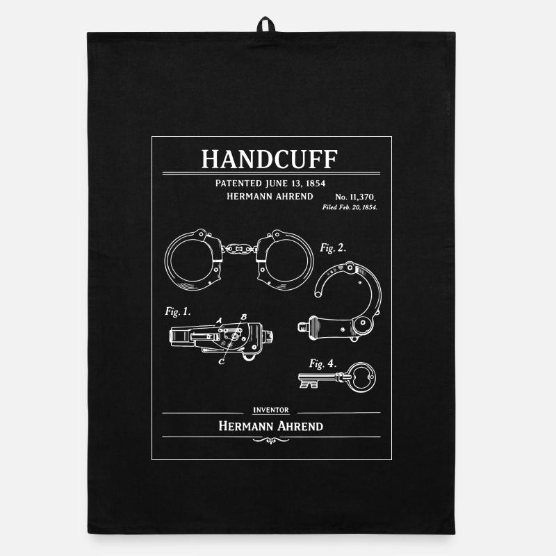Vintage Handcuff Patent Blueprint Organic dish towel