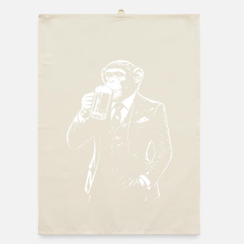 Suited Monkey Sipping Beer Organic dish towel