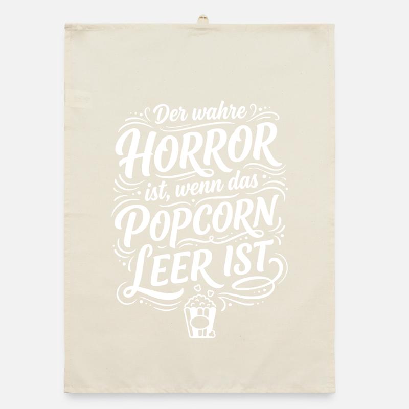 Wahrer Horror Popcorn leer Spruch Organic Geschirrtuch