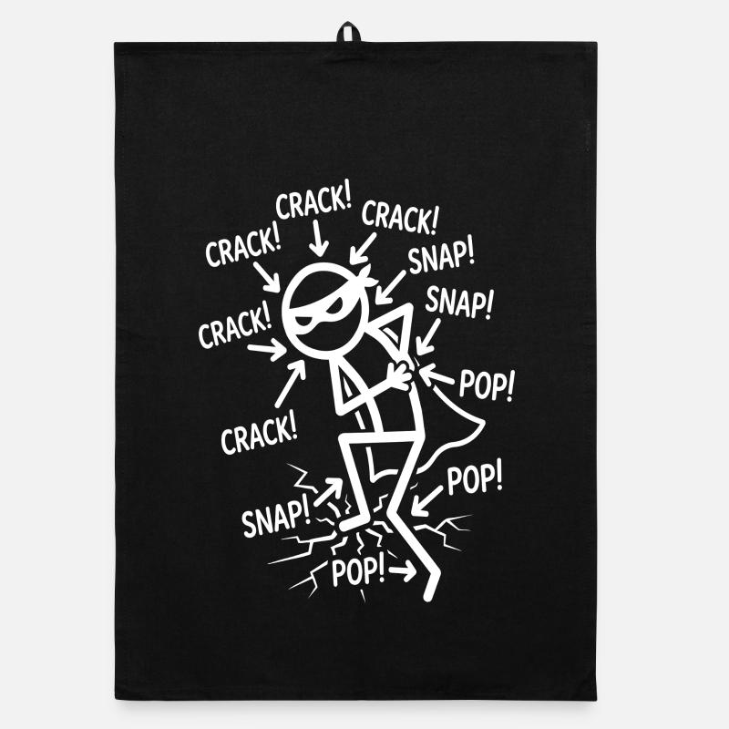 Crack Snap Pop Funny Ninja Joint Humor Organic dish towel
