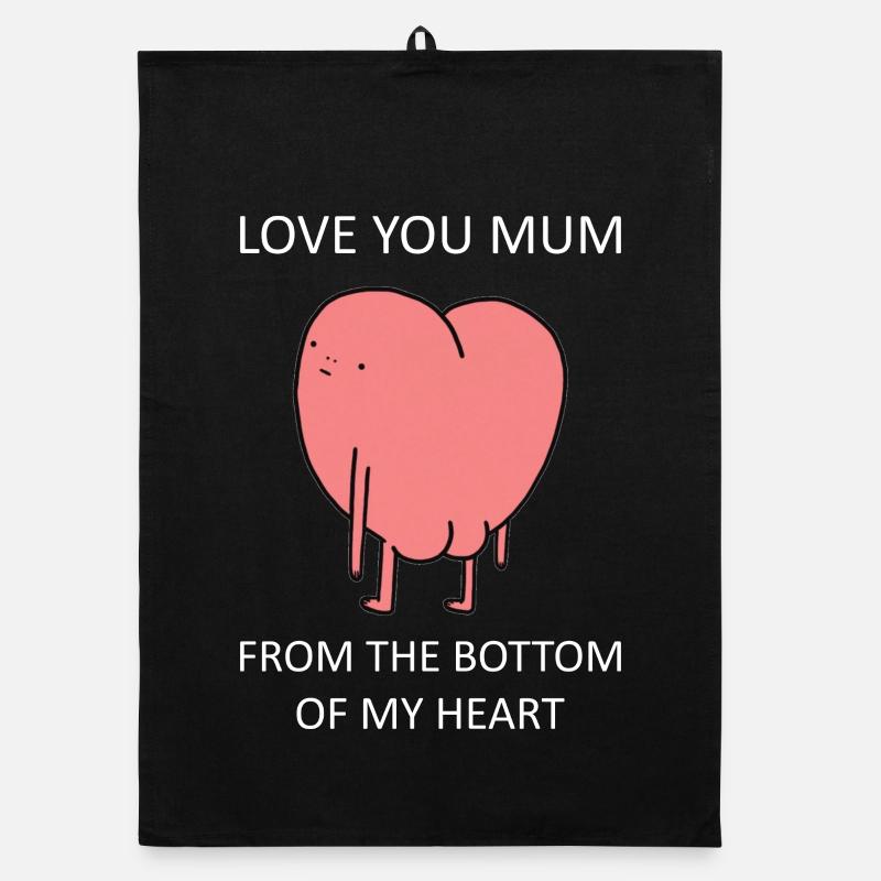 Love You Mum Heart Meme Muttertag - Organic Geschirrtuch - Schwarz