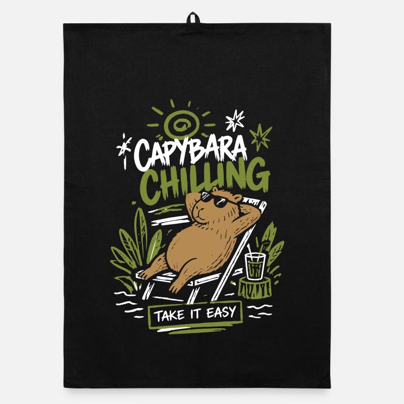 Capybara Froid Prends ça relax Torchon bio