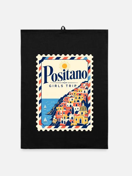 Positano Girls Trip Amalfi Coast Vacation Memory - Organic dish towel - black - Front