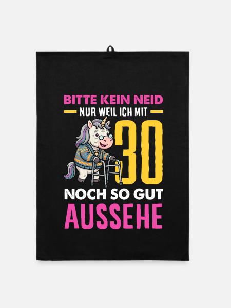 Mit 30 Noch So Gut Aussehe - Organic Geschirrtuch - Schwarz - Vorne