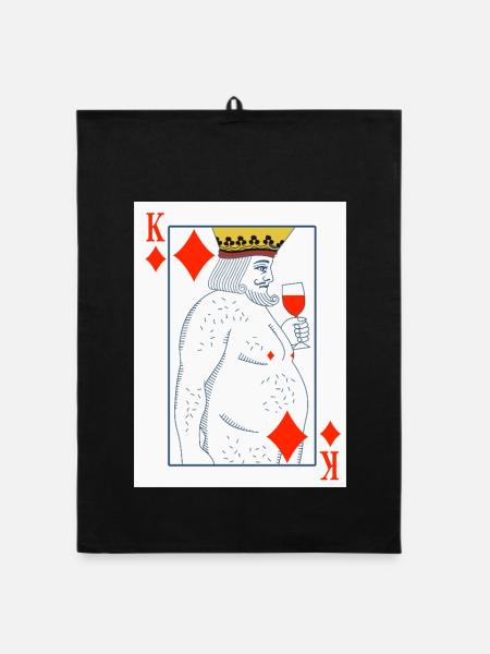 King of Diamonds – Funny Playing Card - Organic dish towel - black - Front