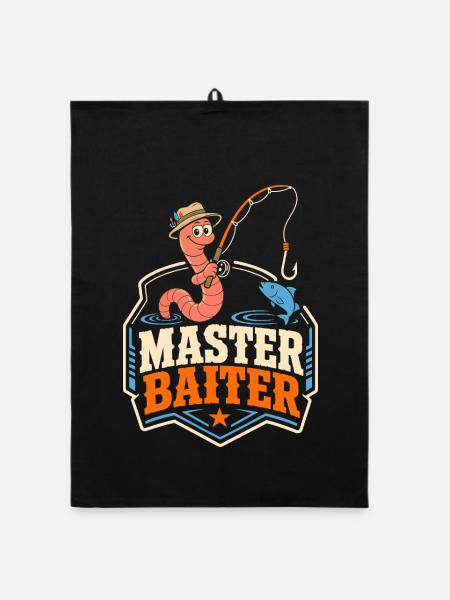 Maître Baiter Jeu de mots Ange - Torchon bio - noir - Devant