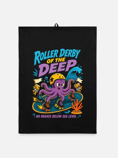 Roller Derby of the Deep Sea - Organic dish towel - black - Front
