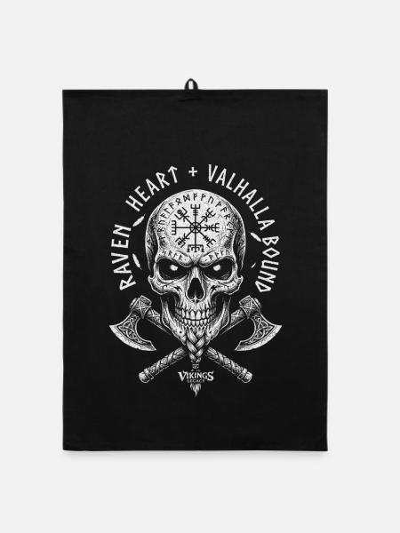Viking Skull - Organic Geschirrtuch - Schwarz - Vorne