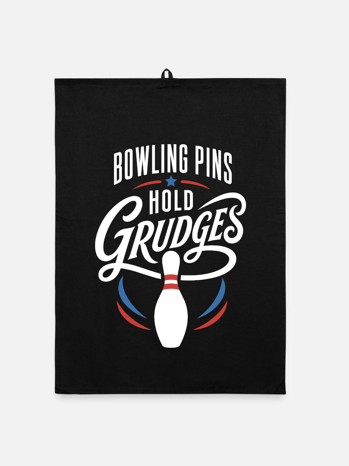 Bowling Pins Hold Grudges - Organic Geschirrtuch - Schwarz - Vorne