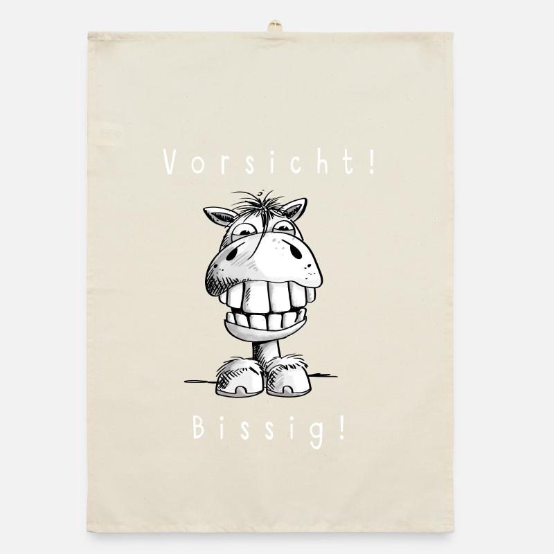 Beware Bissig - Cheval - Chevaux - Dent - Dents Torchon bio