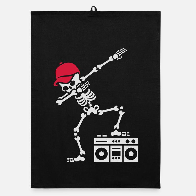 Dab dabbing skeleton boombox - Ghetto blaster - Torchon bio - noir