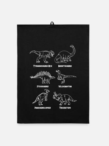 Dinosaur varieties - Organic dish towel - black - Front
