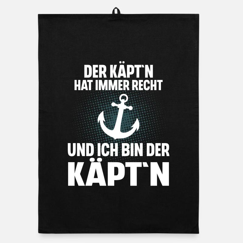 Kapitän Segeln Motorboot Boot Schiff Segler - Organic Geschirrtuch - Schwarz