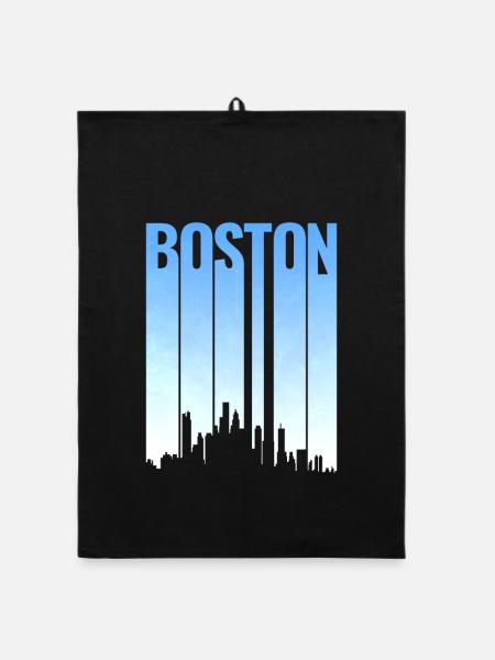 Boston Skyline Classic T-Shirt - Organic dish towel - black - Front