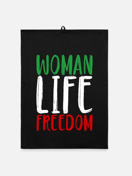 Woman Life Freedom Woman Women Women's Rights Iran - Organic dish towel - black - Front