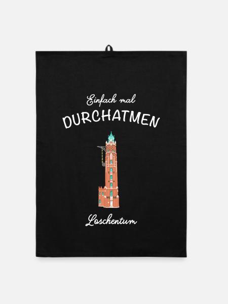 Bremerhaven, phare Loschenturm - Torchon bio - noir - Devant