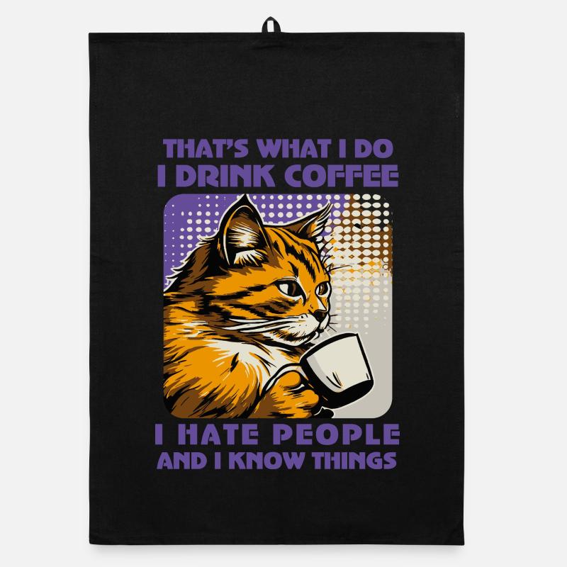 Caffeine-Powered Cat Lover Organic dish towel