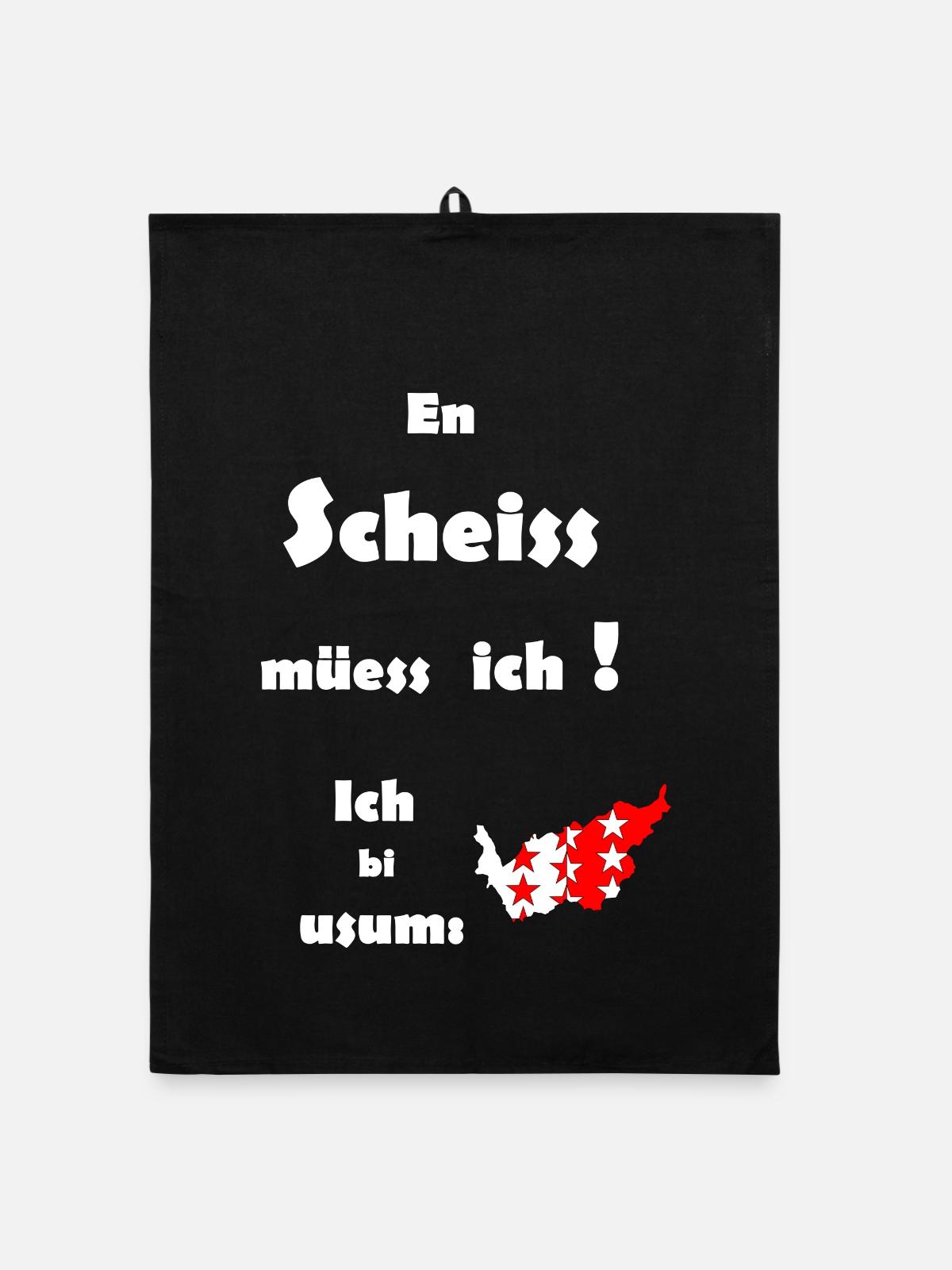 Wappen Wallis - Organic Geschirrtuch - Schwarz - Vorne