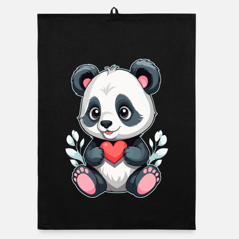 Panda avec cœur Torchon bio
