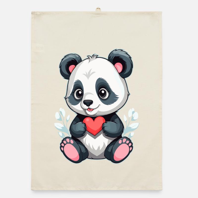 Panda mit Herz Organic Geschirrtuch