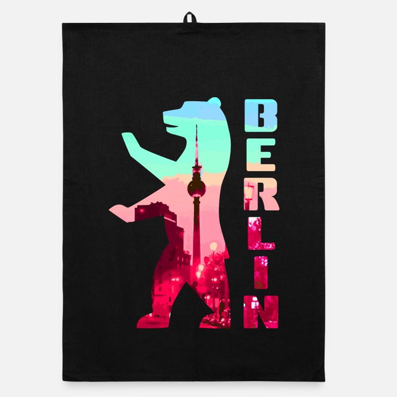Silhouette de néon d’ours de Berlin Torchon bio