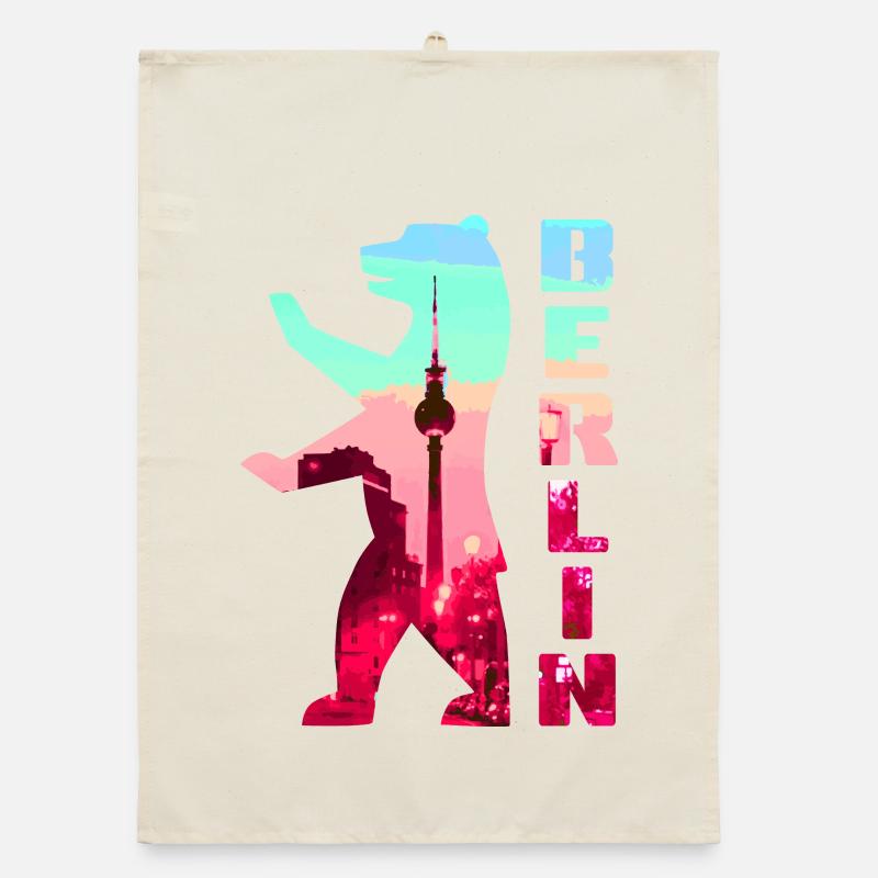 Berlin Bear Neon Silhouette Organic dish towel