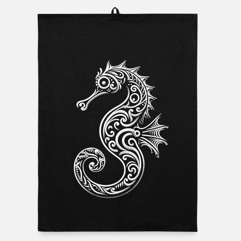 Decorative Seahorse Motif Organic dish towel