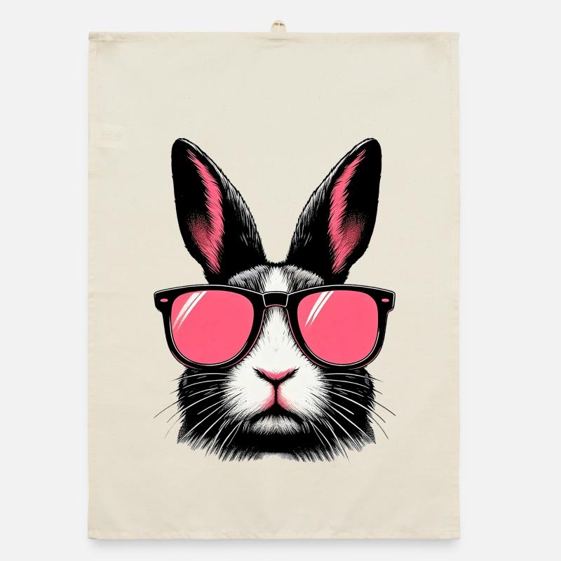 Lapin avec des lunettes de soleil Torchon bio