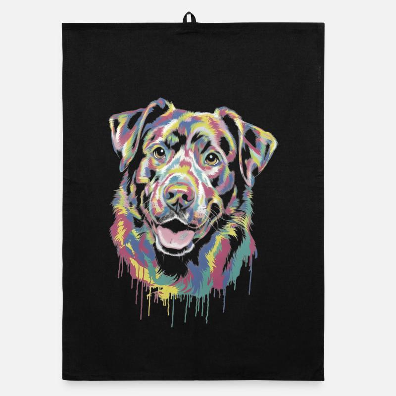 Colorful Dripping Dog Organic dish towel