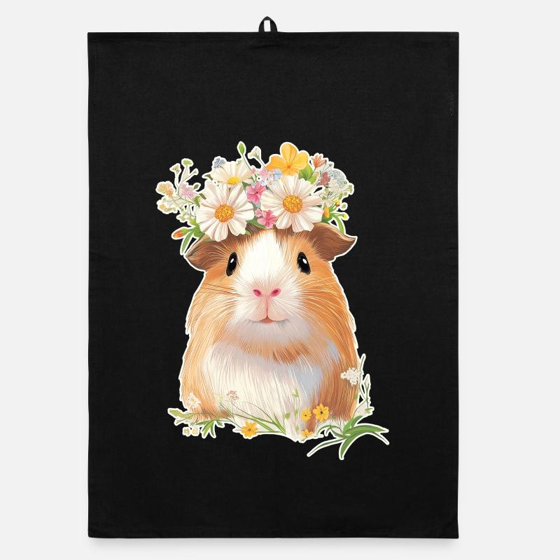 Meerschweinchen mit Blumen Organic Geschirrtuch