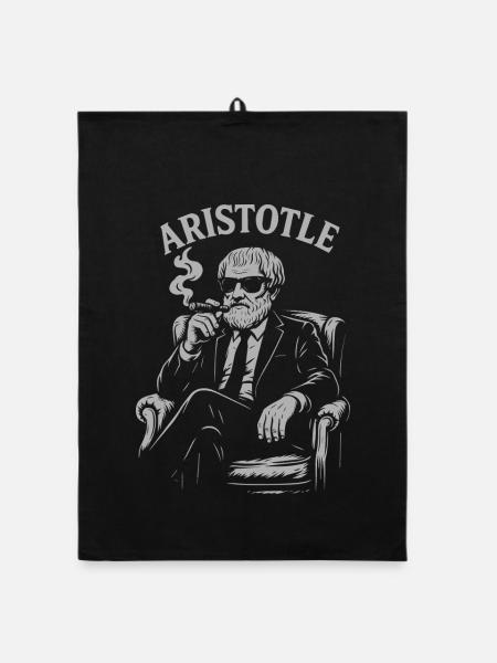 Aristotle Smoking Philosopher Portrait - Organic dish towel - black - Front