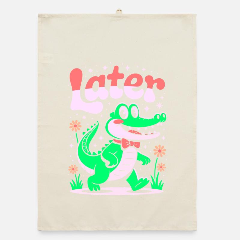 À plus tard Aligator - Alligator Retro Design Torchon bio