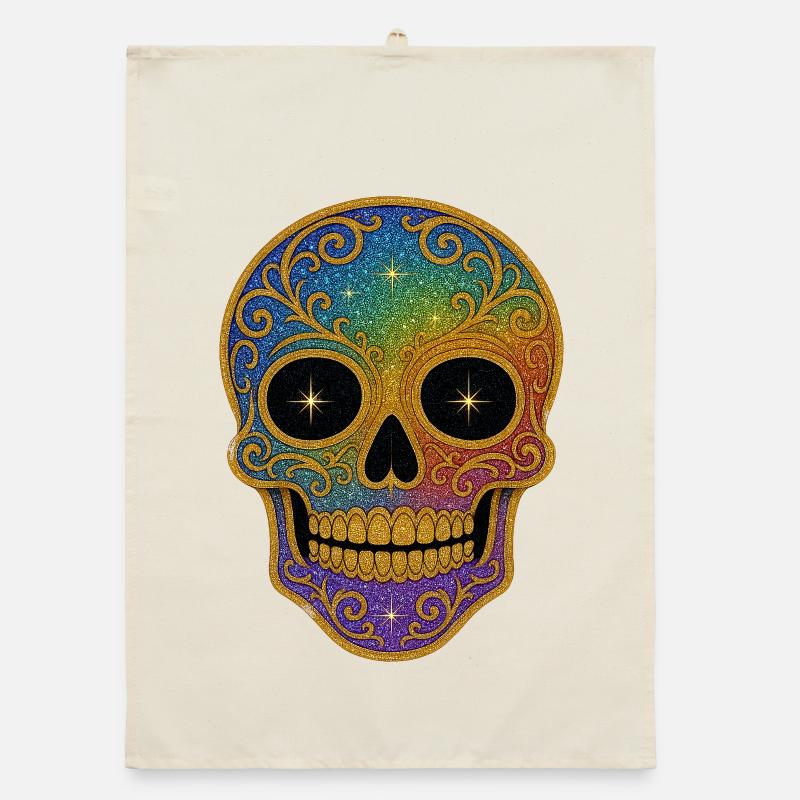 Conception de crâne arc-en-ciel Torchon bio