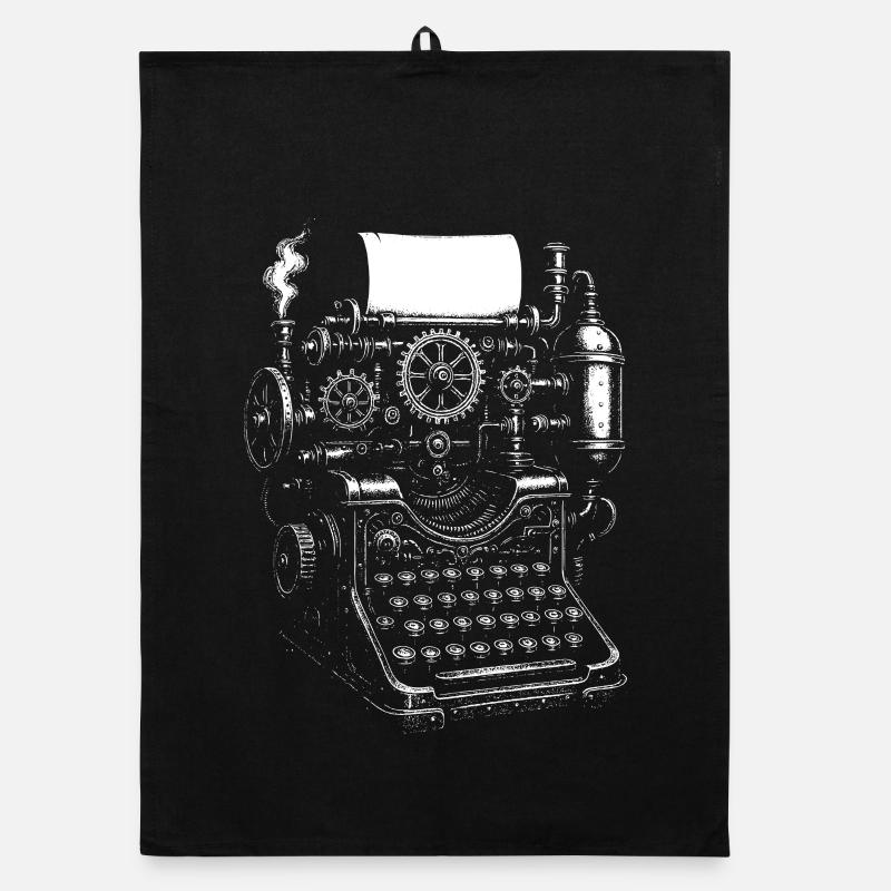 Steampunk Typewriter Gears Organic dish towel
