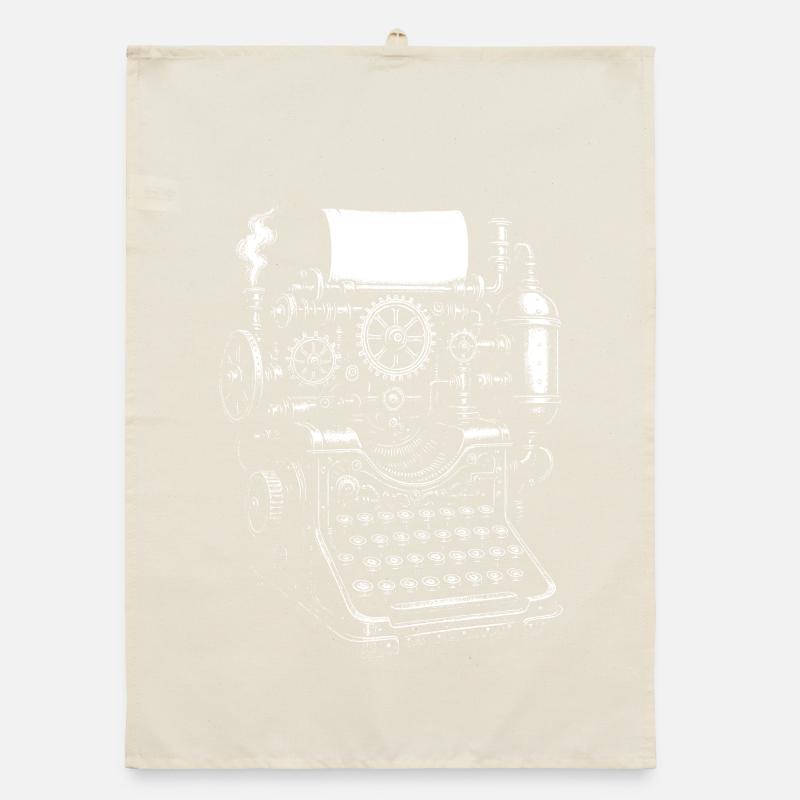 Steampunk Typewriter Gears Organic dish towel
