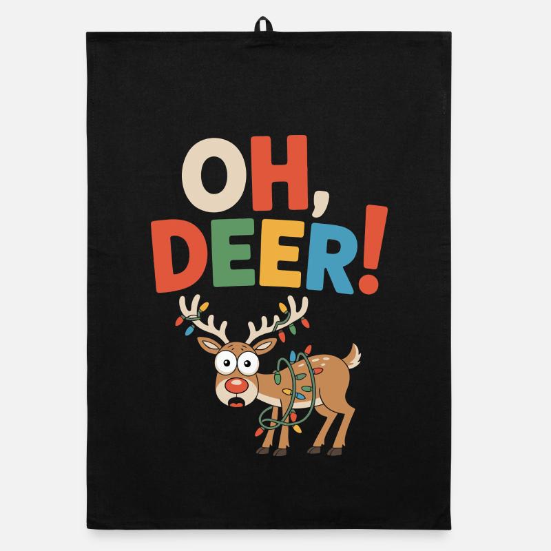 Oh, cerf ! Conception de cadeau de Noël drôle Torchon bio