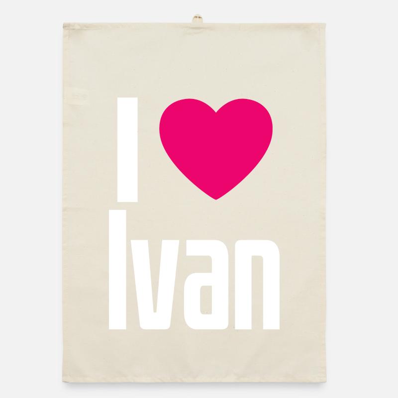 I Love Ivan Pinkes Herz Ich liebe Ivan Organic Geschirrtuch