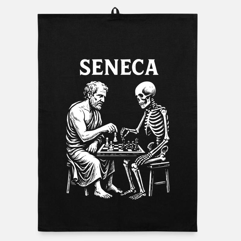Échecs squelettes Seneca - Torchon bio - noir