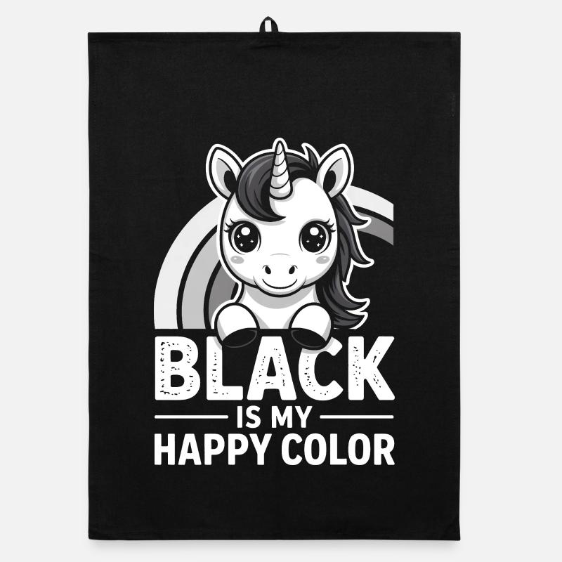 Licorne Noire Joyeuse Couleur Torchon bio