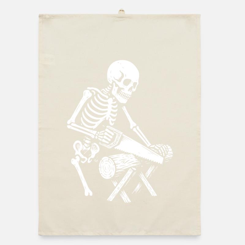 Skeleton Lumberjack Chainsaw Scene Organic dish towel