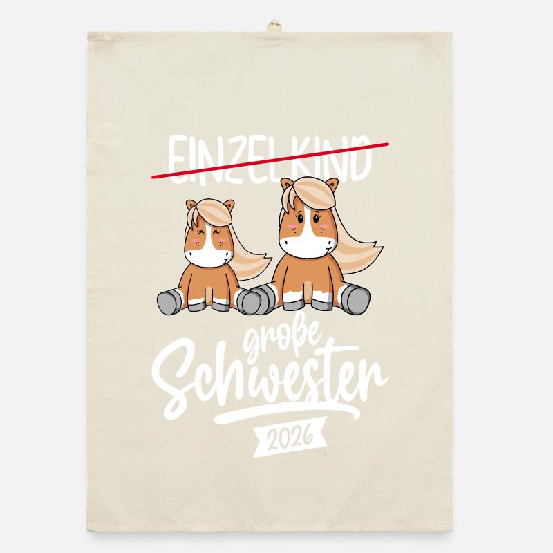 Einzelkind Grosse Schwester 2026 Schwangerschaft Organic Geschirrtuch